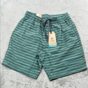 NEW Prana S Metric E-Waist Short Cove Stripe Men's Striped Green Shorts